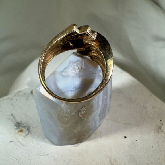 10k Yellow Gold 42 Diamond Cluster Wrap Baguettes & Round Sz 5.5 Ring 1.24tcw - Picture 7 of 13